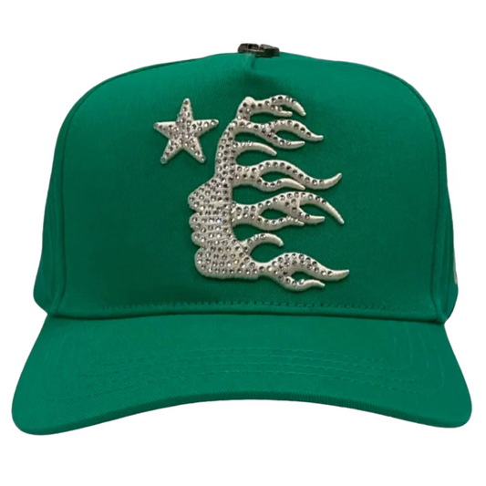 Hellstar OG Logo Rhinestone Cap Green