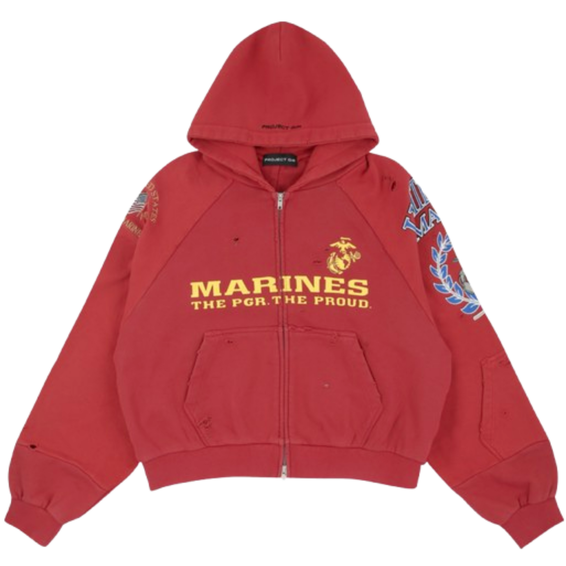 Project G/R Reconstructed Folded Zip Hoodie Red – THEHYPEKIT