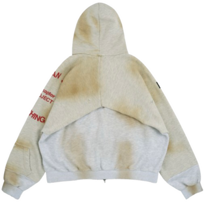 Project G/R Reconstructed Folded Zip Hoodie Dirty Melange