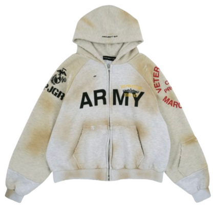 Project G/R Reconstructed Folded Zip Hoodie Dirty Melange