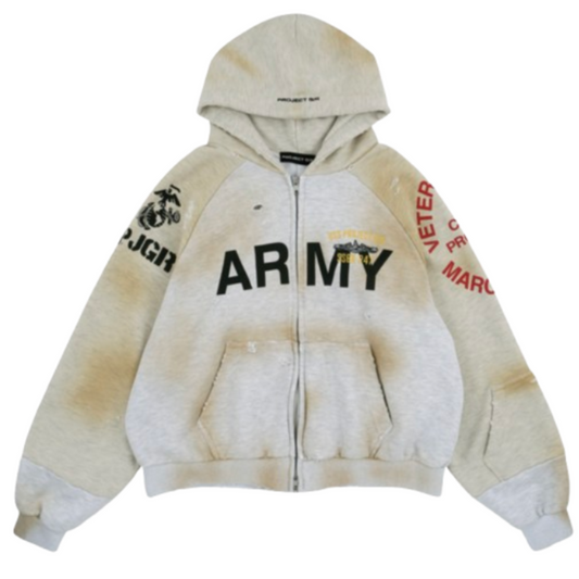 Project G/R Reconstructed Folded Zip Hoodie Dirty Melange