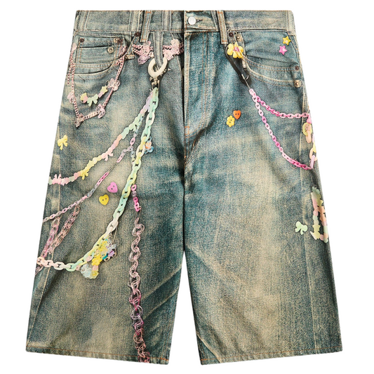 Acne Studios Keychain Denim Shorts Mid Blue