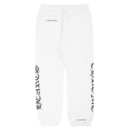 Chrome Hearts White Cross Pattern Horseshoe Script Logo Sweatpants