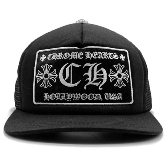 Chrome Hearts CH Hollywood Trucker Hat Black/Black