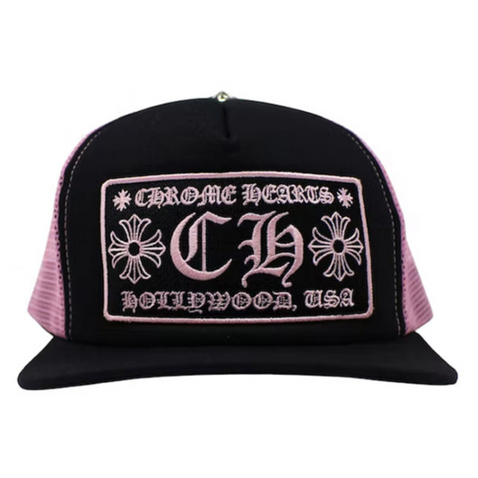Chrome Hearts CH Hollywood Trucker Hat Black/Pink