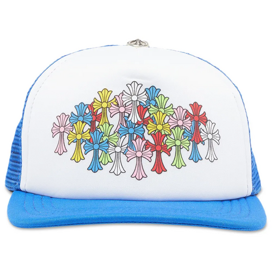 Chrome Hearts Multi Cross Trucker Hat Blue/White