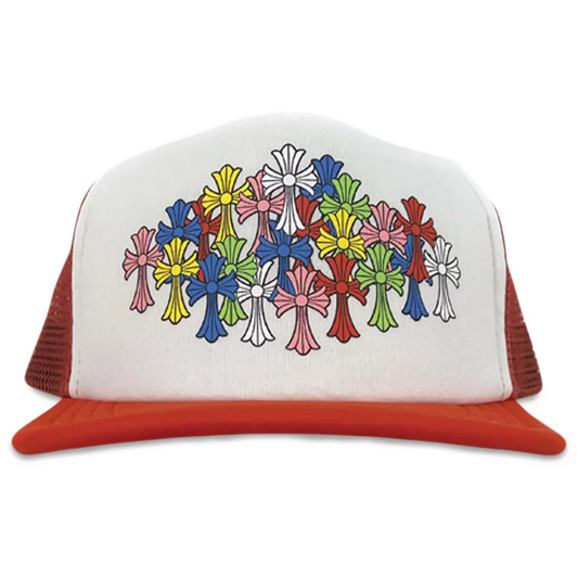 Chrome Hearts Multi Cross Trucker Hat Red/White