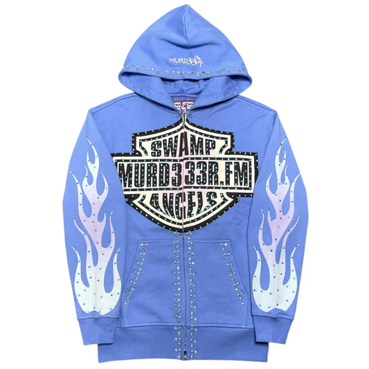 Murd333r.FM Chop333r Zip Up Hoodie Blue