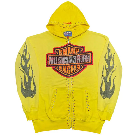 Murd333r.FM Chop333r Zip Up Hoodie Yellow