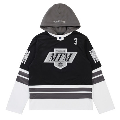 Murd333r.FM LA IC333 Hoodie Hockey Jersey Black GoldKard