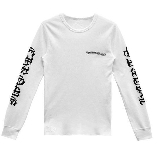 Chrome Hearts Scroll Logo Sleeve White Waffle Thermal Shirt