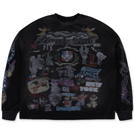 Greedy Unit All-Over Print Long-Sleeve Thermal Black