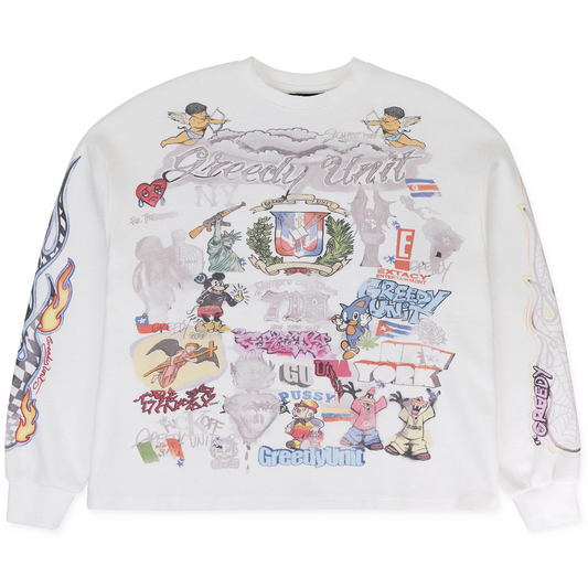 Greedy Unit All-Over Print Long-Sleeve Thermal White
