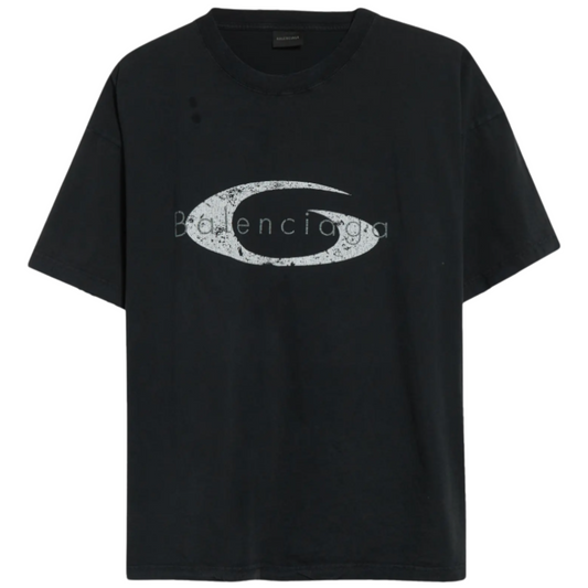 Balenciaga Loop Sports Icon Distressed Boxy Logo Tee