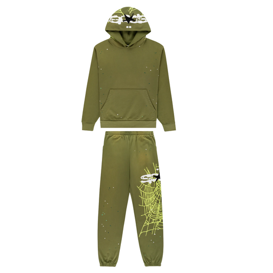 Sp5der Heavy Web Sweatsuit Olive