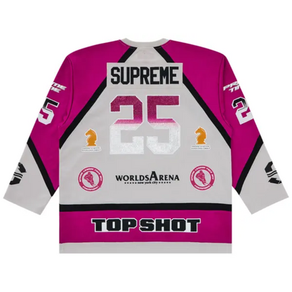 Supreme Rhinestone Hockey Jersey Light Grey