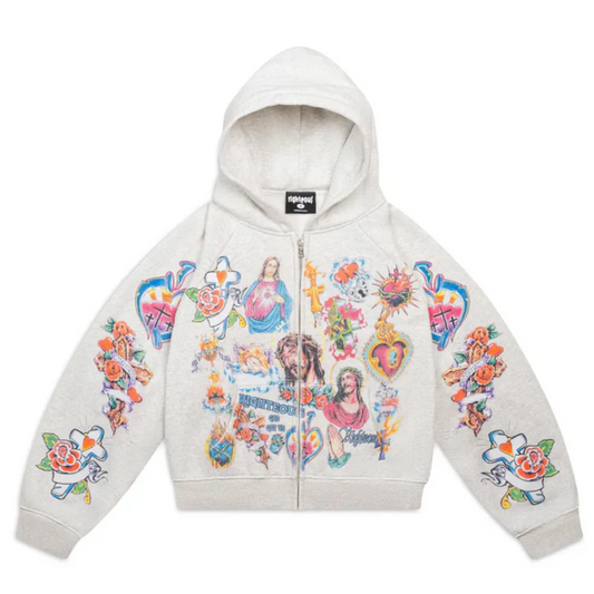 We Are Righteous Risen King Cropped Zip White