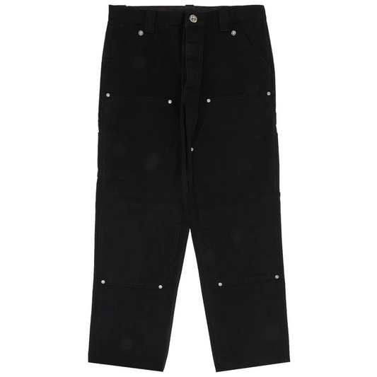 Chrome Hearts Double Knee Carpenter Black Canvas Pants