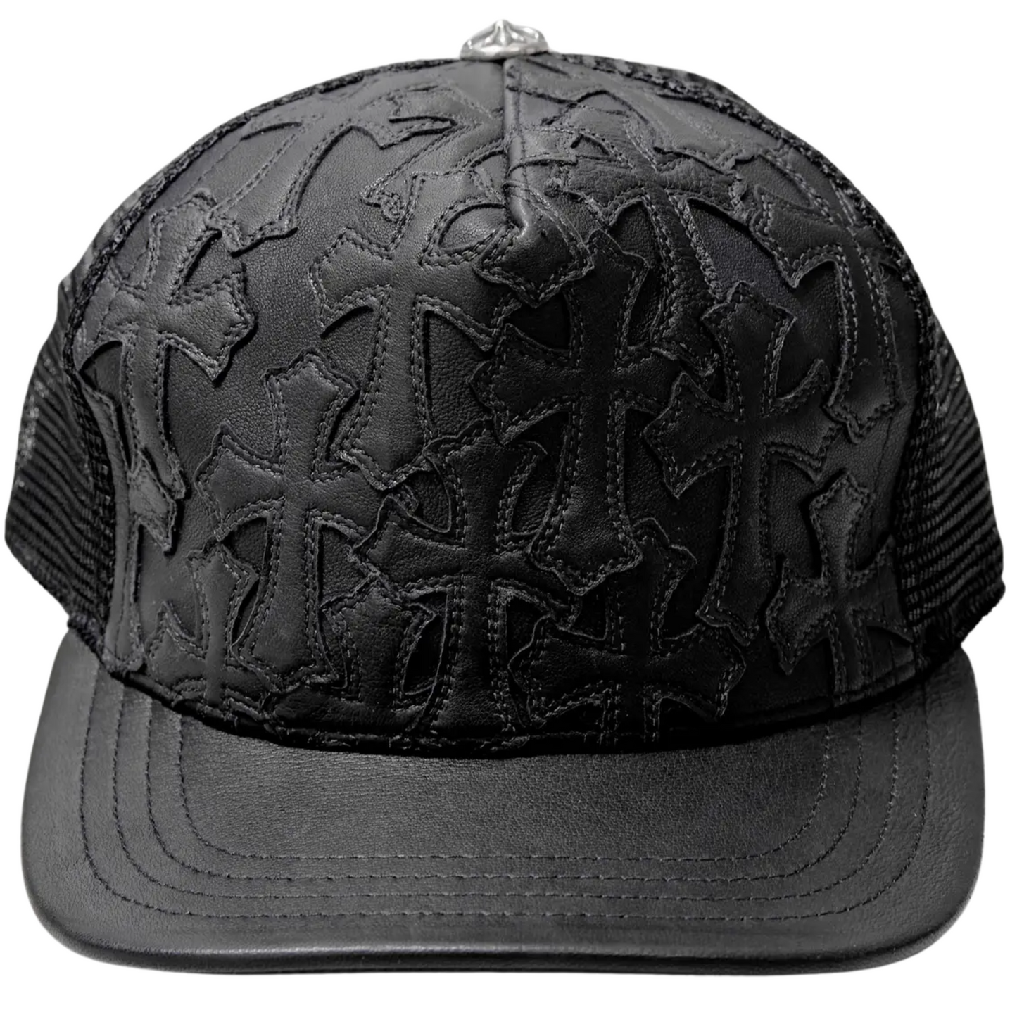 Chrome Hearts Leather Multi Cross Patch Trucker Hat