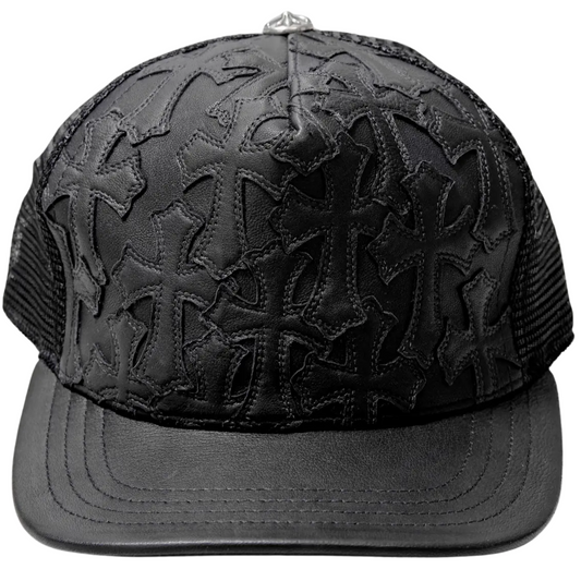 Chrome Hearts Leather Multi Cross Patch Trucker Hat
