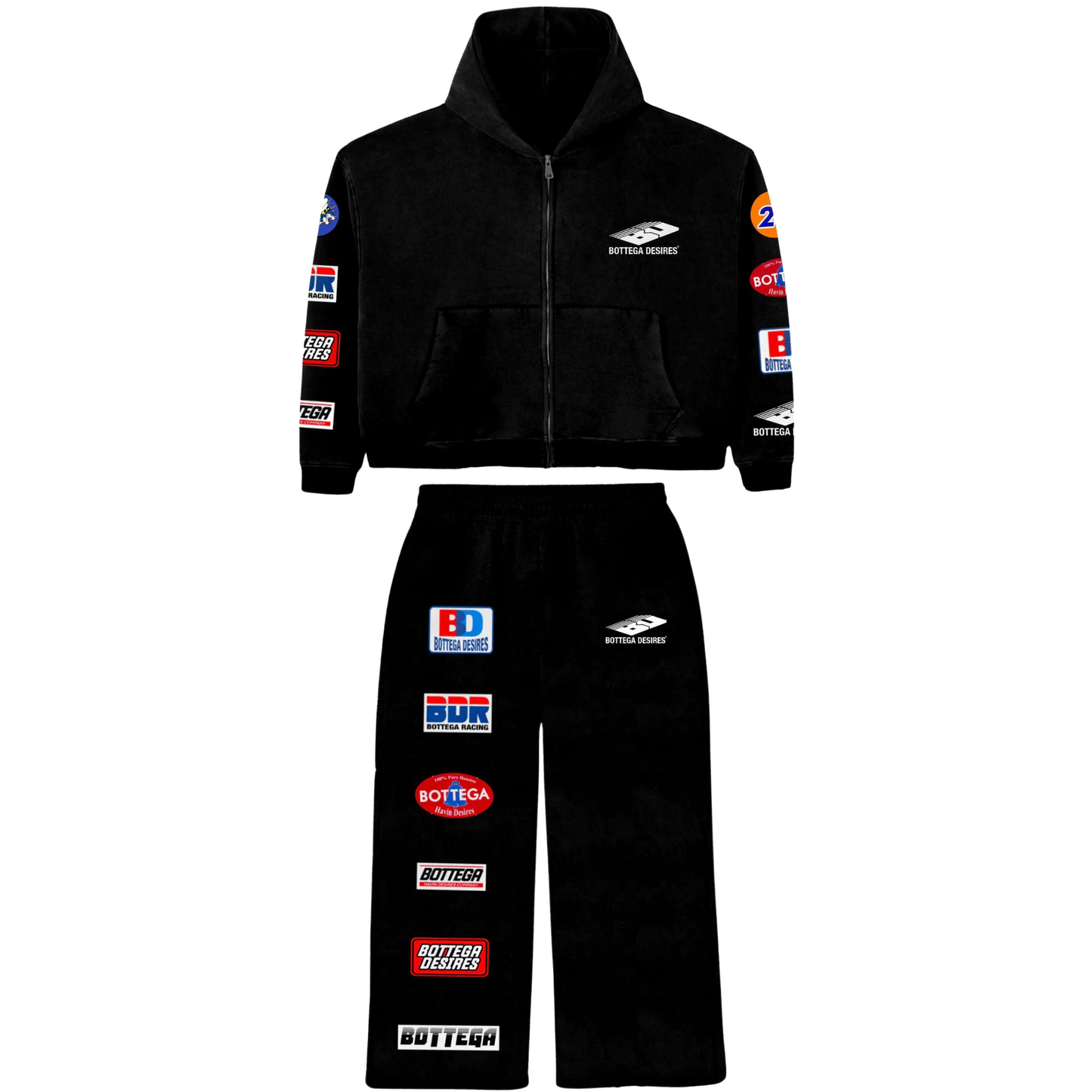 Bottega Desires Patches Sweatsuit Black