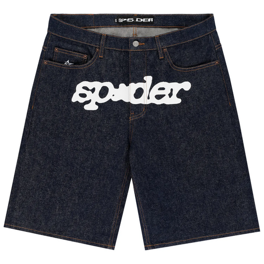 Sp5der V3 Logo Denim Short Indigo Denim