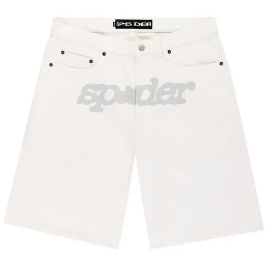 Sp5der V3 Logo Denim Short White