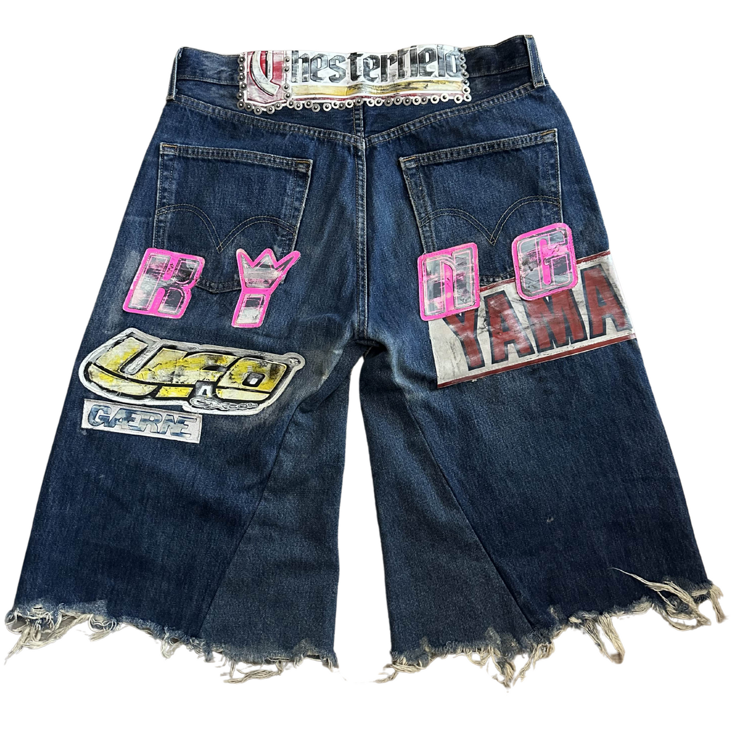 PDF Channel x Mannahatta Studded Biker Denim Shorts