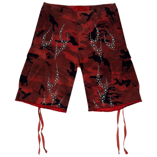 Hellstar Studded Cargo Shorts Red Camo