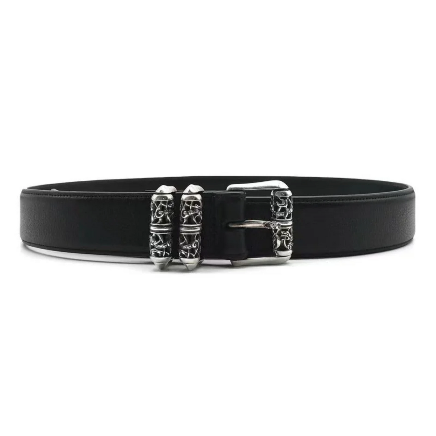 Chrome Hearts Black Leather Roller Belt