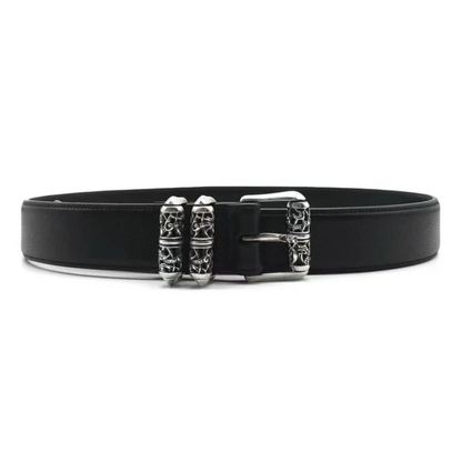 Chrome Hearts Black Leather Roller Belt