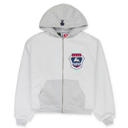 Murd333r FM x Greedy Unit Double Layer Hoodie Grey