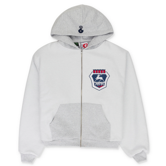 Murd333r FM x Greedy Unit Double Layer Hoodie Grey