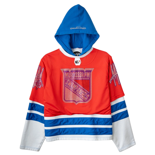 Murd333r FM Swamp Angels Rhinestone Logo Hooded Hockey Jersey Hoodie