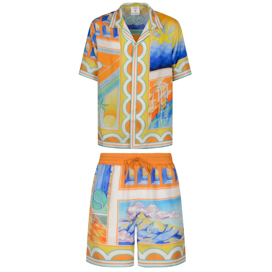 Casablanca Surreal Pool Short-Sleeve Silk Set