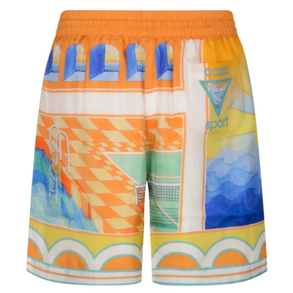Casablanca Surreal Pool Short-Sleeve Silk Set