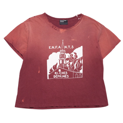 Enfants Riches Deprimes Burning Church Tee Dark Scarlet