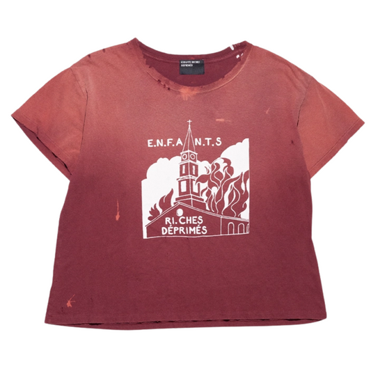 Enfants Riches Deprimes Burning Church Tee Dark Scarlet