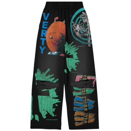 Vertabrae Wide Leg Sweatpants Black Montage
