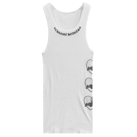 Chrome Hearts LOVE U Vine Heart White Rib Tank Top