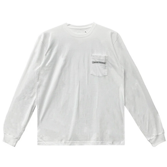 Chrome Hearts White USA Script Long Sleeve Tee