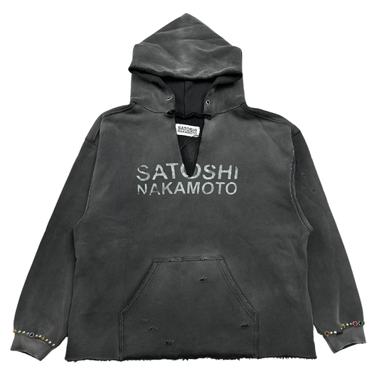 Satoshi Nakamoto Studded Destructo Hoodie
