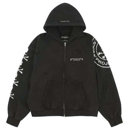 Project G/R x Mastermind Reconstructed Folded Zip Hoodie Black