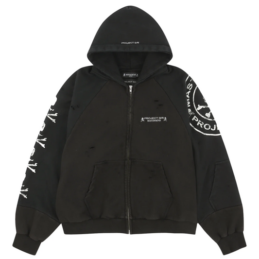 Project G/R x Mastermind Reconstructed Folded Zip Hoodie Black