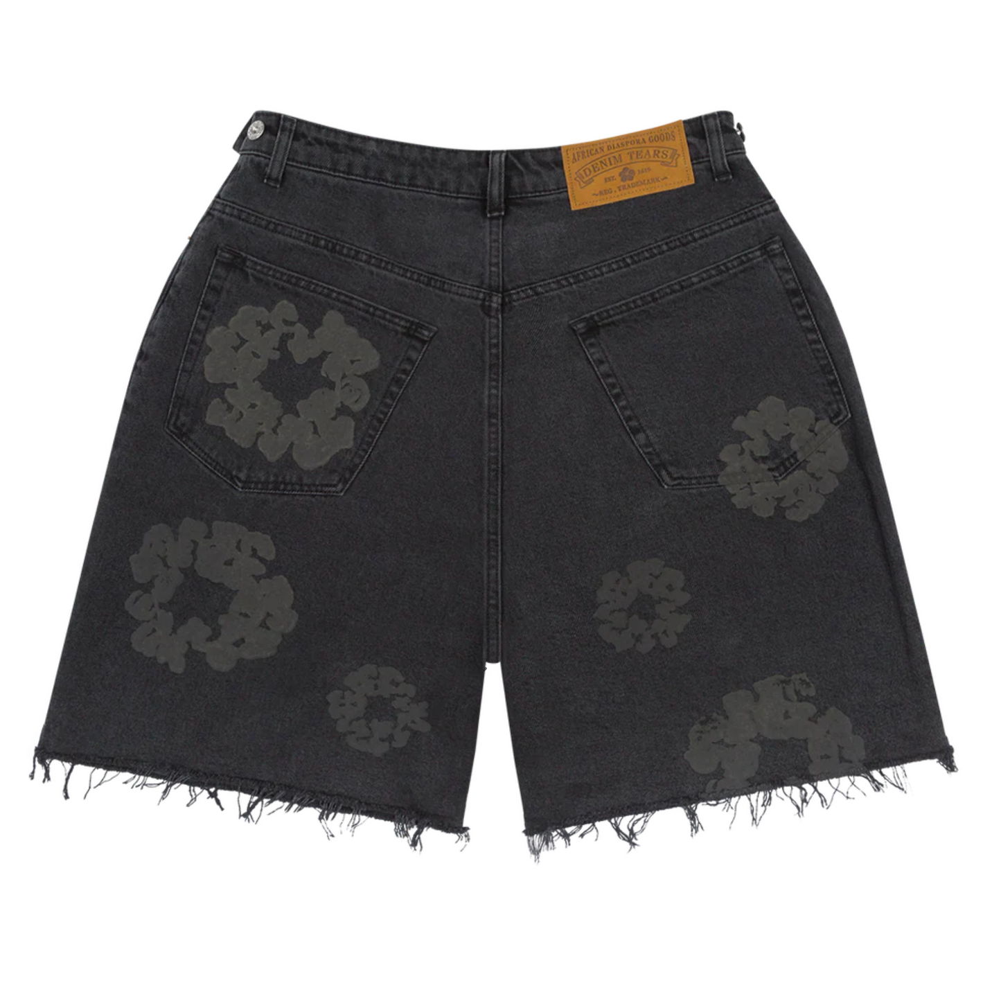 Denim Tears Black Mono Cotton Wreath Denim Shorts