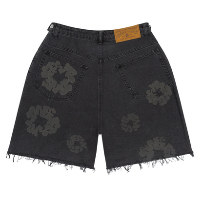 Denim Tears Black Mono Cotton Wreath Denim Shorts