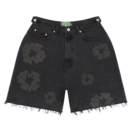 Denim Tears Black Mono Cotton Wreath Denim Shorts