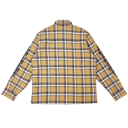 Chrome Hearts Tan Plaid Flannel Shirt Jacket