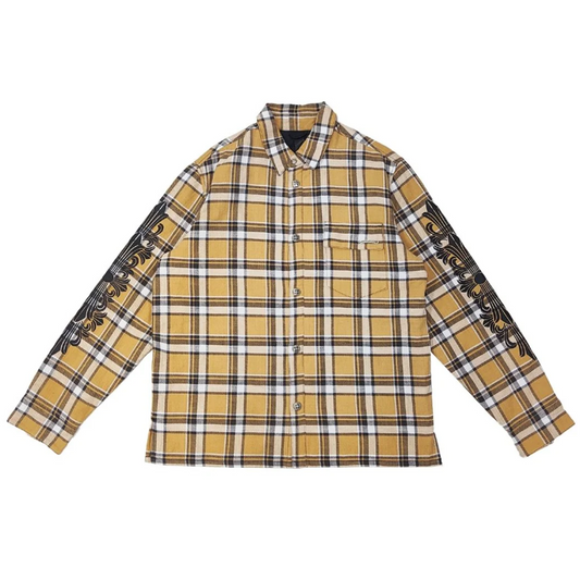 Chrome Hearts Tan Plaid Flannel Shirt Jacket