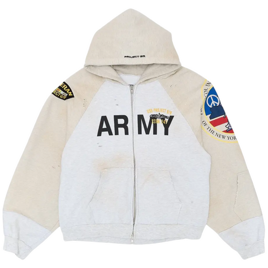 Project G/R Reconstructed Folded Zip Hoodie Dirty Melange NYC Exclusive